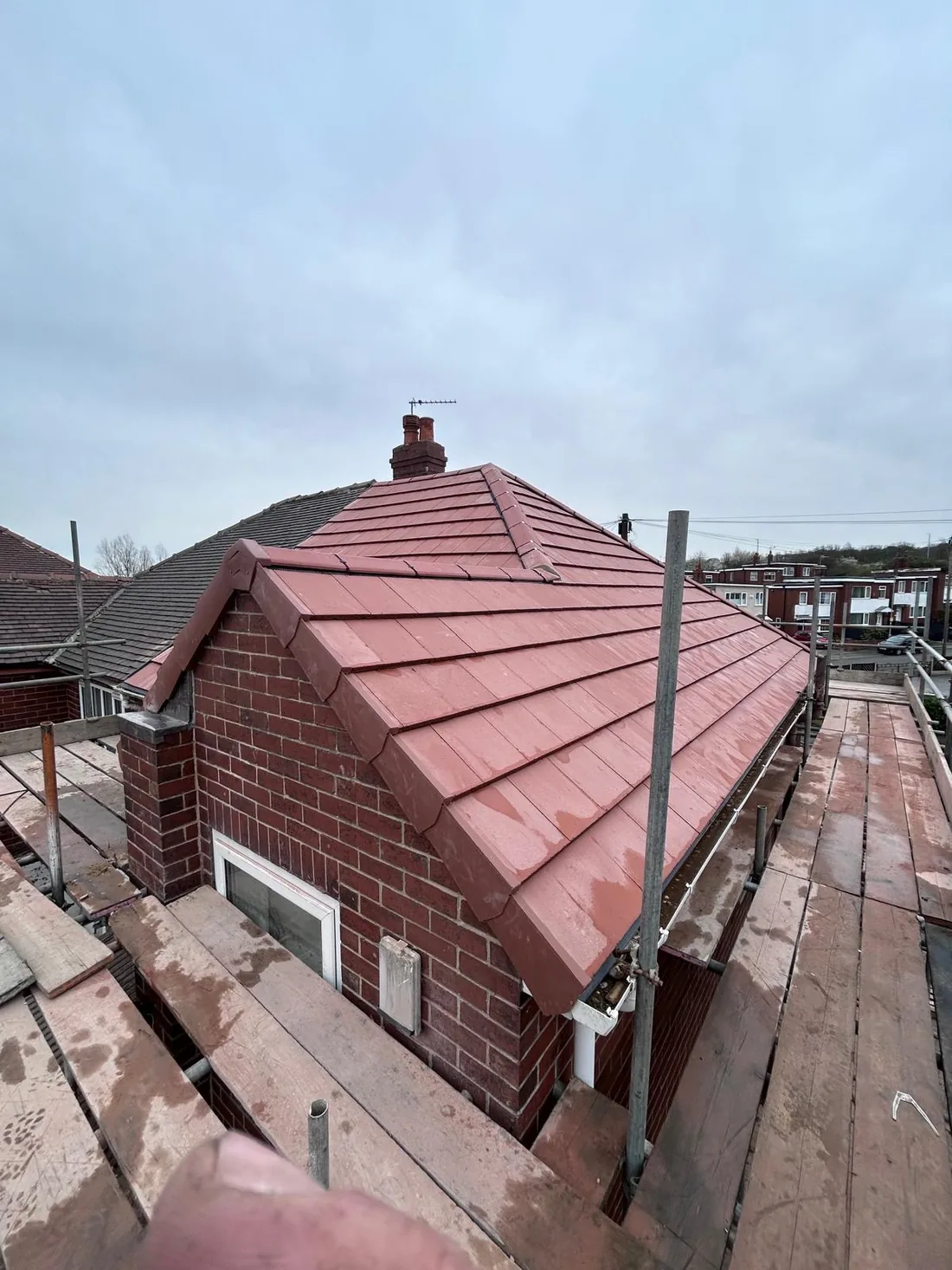 Finished red tiled roof